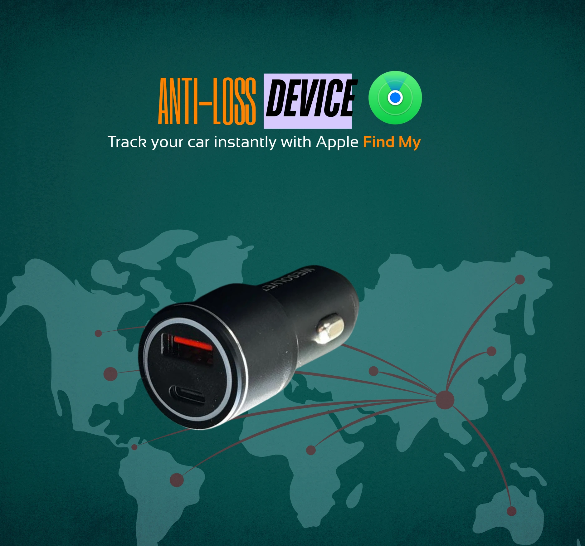 TrackCharge – Dual Fast Car Charger & Smart GPS Tracker | USB-C Car Adapter for iPhone | The Gadget Haus Pakistan - Image 5