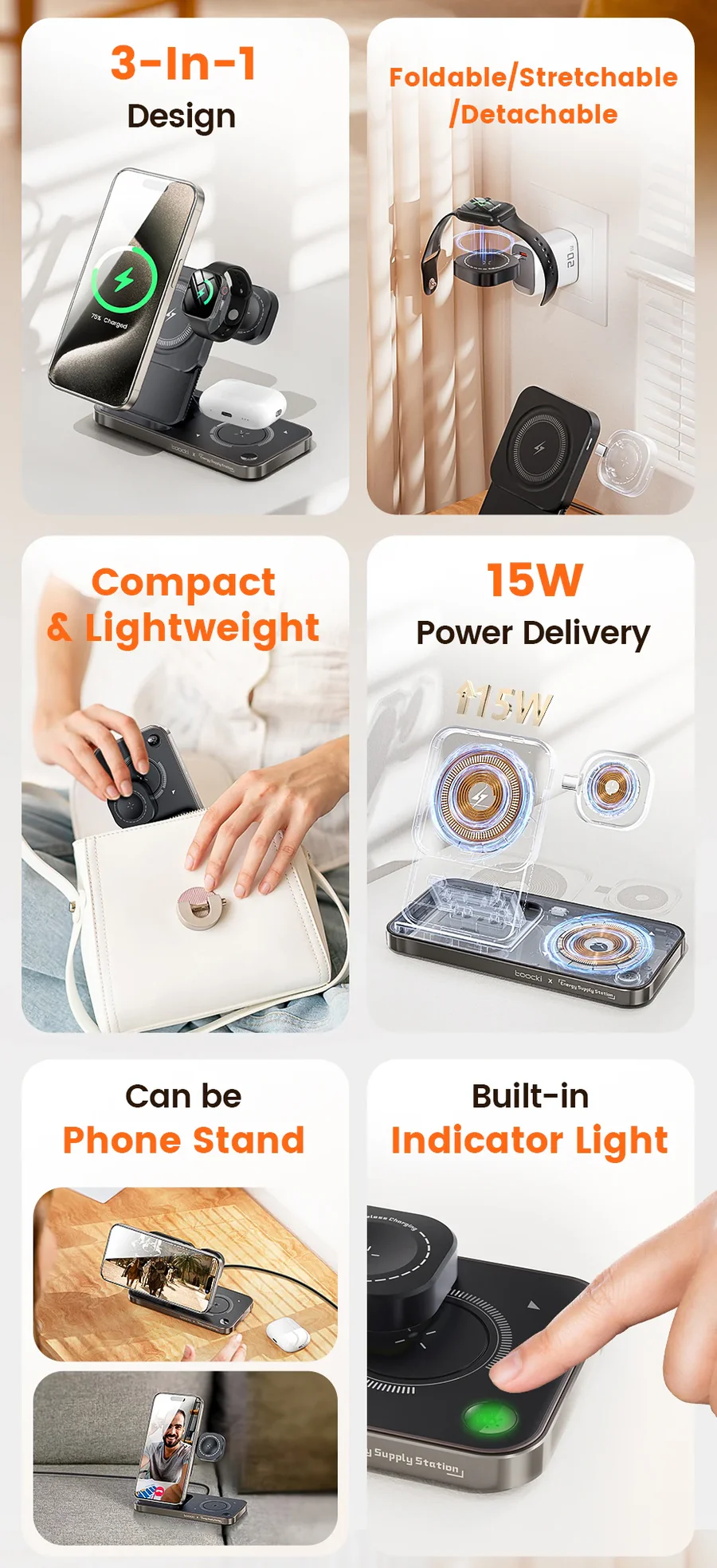 3-in-1 15W Wireless Charging Stand — Fast & Smart Charging | The Gadget Haus (Pakistan) - Image 9