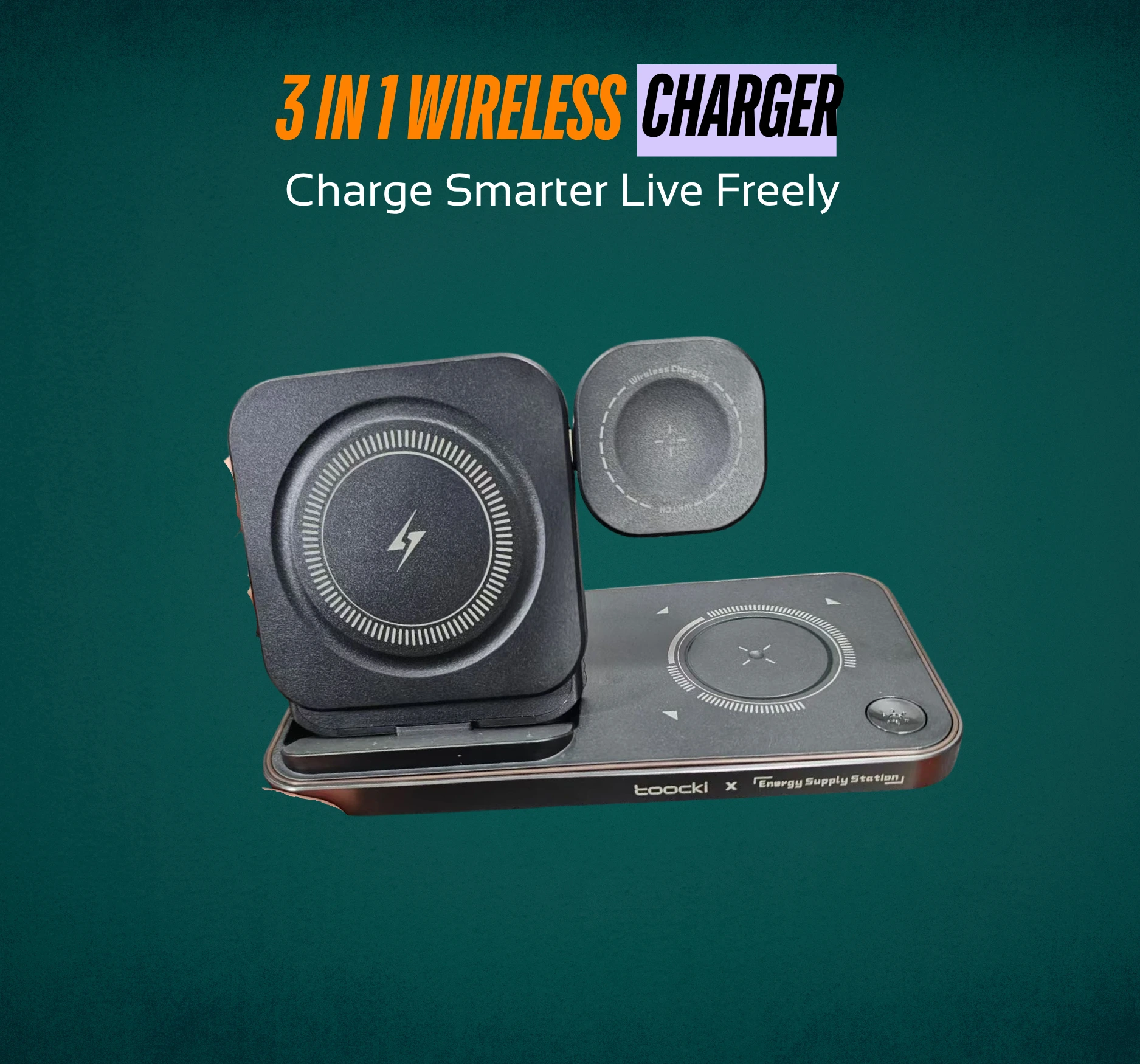 3-in-1 15W Wireless Charging Stand — Fast & Smart Charging | The Gadget Haus (Pakistan)